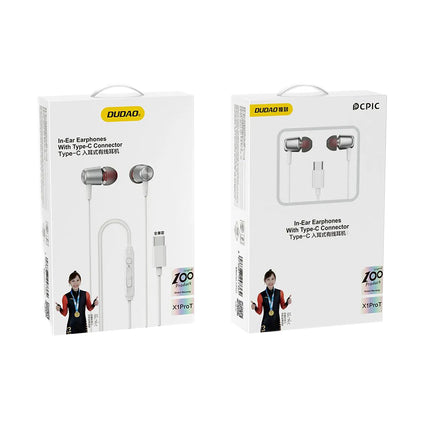 DUDAO Wired in-ear headphones with microphone and USB-C remote control 1.2 m - white – image 2