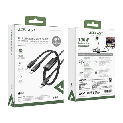 ACEFAST 2in1 Cable double USB-C - 2x USB-C 100W 480Mb/s - black – image 5