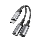 DUDAO 2in1 USB-C splitter adapter for power and headphones - gray