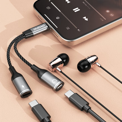 DUDAO 2in1 USB-C splitter adapter for power and headphones - gray – image 5