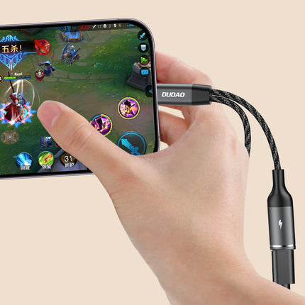 DUDAO 2in1 USB-C splitter adapter for power and headphones - gray – image 6