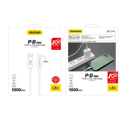 DUDAO L6X USB-C - iPhone Lightning PD cable 20W 1m - white – image 3