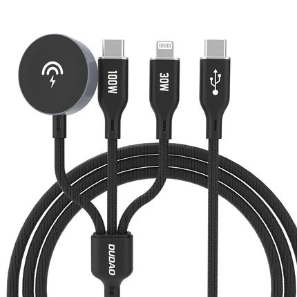 DUDAO 3in1 Cable USB-C - USB-C / iPhone Lightning / charger for Apple Watch PD 100W 1.2m - black