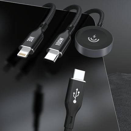 DUDAO 3in1 Cable USB-C - USB-C / iPhone Lightning / charger for Apple Watch PD 100W 1.2m - black – image 5
