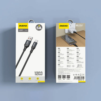 DUDAO Braided cable L3ST USB-A - USB-C 5A 1.2m - black – image 7