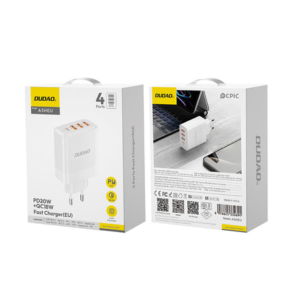 DUDAO Mains charger 3x USB-A 1x USB-C PD 20W - white – image 2