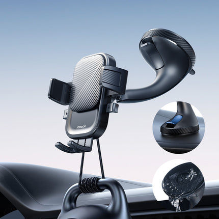 JOYROOM Clamping car phone holder mounted on the windshield - black – image 7