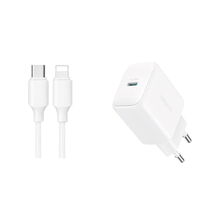JOYROOM USB-C PD QC 20W charger + iPhone Lightning cable 1m - white