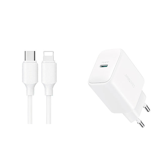 JOYROOM USB-C PD QC 20W charger + iPhone Lightning cable 1m - white