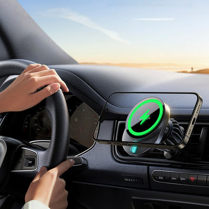 JOYROOM Magnetic phone holder with 15W inductive charger for air vent - black – image 10