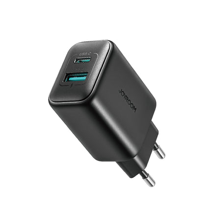 JOYROOM USB-C and USB-A 25W SFC PPS PD mains charger - black