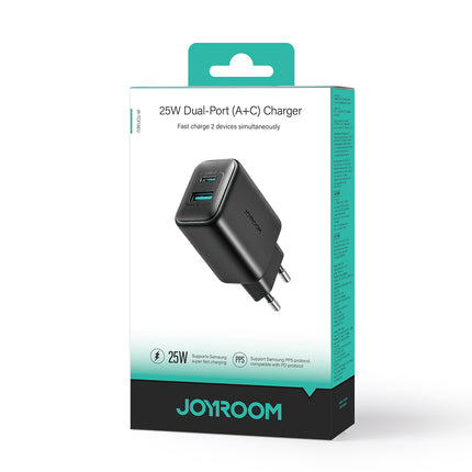 JOYROOM USB-C and USB-A 25W SFC PPS PD mains charger - black – image 8