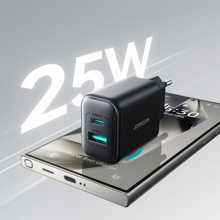 JOYROOM USB-C and USB-A 25W SFC PPS PD mains charger - black – image 9
