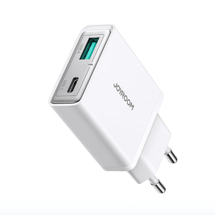JOYROOM Small and super-slim 20W USB-A USB-C wall charger - white
