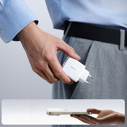 JOYROOM Small and super-slim 20W USB-A USB-C wall charger - white – image 11
