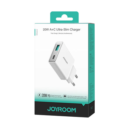 JOYROOM Small and super-slim 20W USB-A USB-C wall charger - white – image 7
