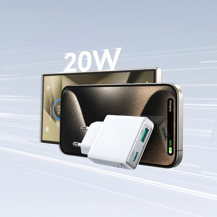 JOYROOM Small and super-slim 20W USB-A USB-C wall charger - white – image 8