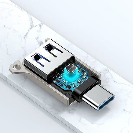 JOYROOM USB-C (male) - USB-A (female) adapter with lanyard eyelet - silver – image 3