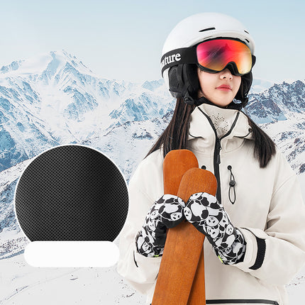Qunature Panda Heat children's fingerless ski gloves, size S - black/white – image 10