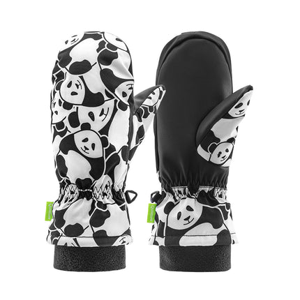 Qunature Panda Heat children's fingerless ski gloves, size S - black/white – image 2