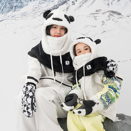 Qunature Panda Heat children's fingerless ski gloves, size S - black/white – image 4