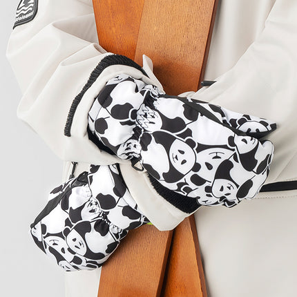 Qunature Panda Heat children's fingerless ski gloves, size S - black/white – image 6