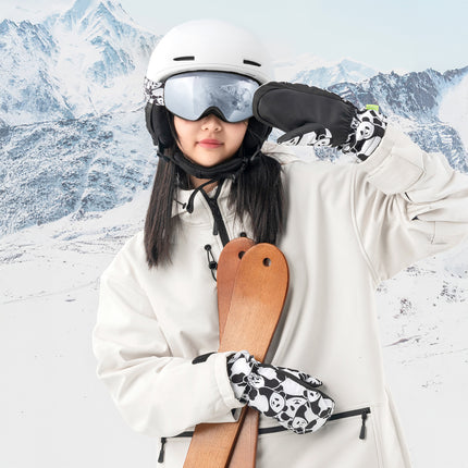 Qunature Panda Heat children's fingerless ski gloves, size S - black/white – image 9