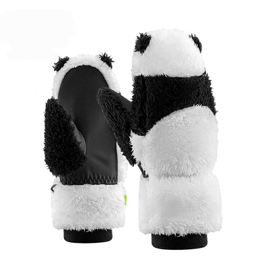 Qunature Panda ski gloves for children and adults, size S - black/white