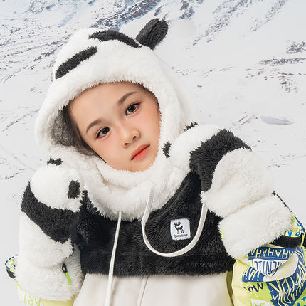 Qunature Panda ski gloves for children and adults, size S - black/white – image 2
