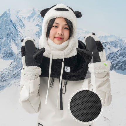 Qunature Panda ski gloves for children and adults, size S - black/white – image 5