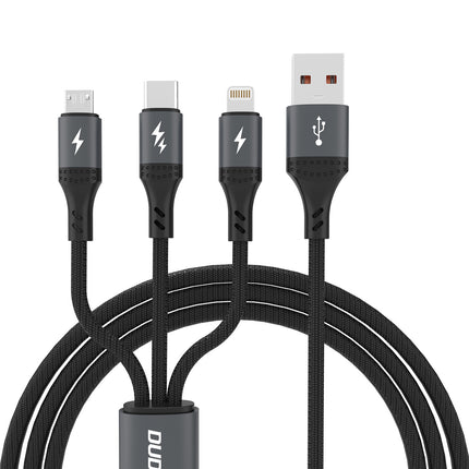 DUDAO 3in1 Cable 60W USB-A - MicroUSB USB-C iPhone Lightning 1.2m - black