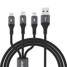 DUDAO 3in1 Cable 60W USB-A - MicroUSB USB-C iPhone Lightning 1.2m - black