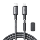 JOYROOM USB-C - iPhone Lightning cable with organizer and magnetic holder, 1.2 m - gray