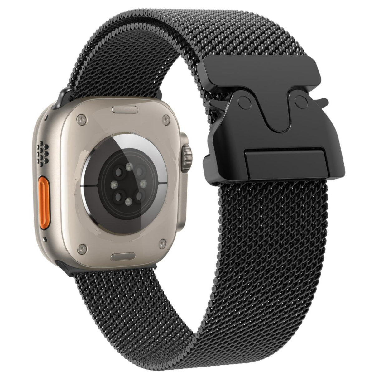 HURTEL Titanium Milanese Loop Strap Bracelet for Apple Watch 42/44/45/46/49 mm - Black