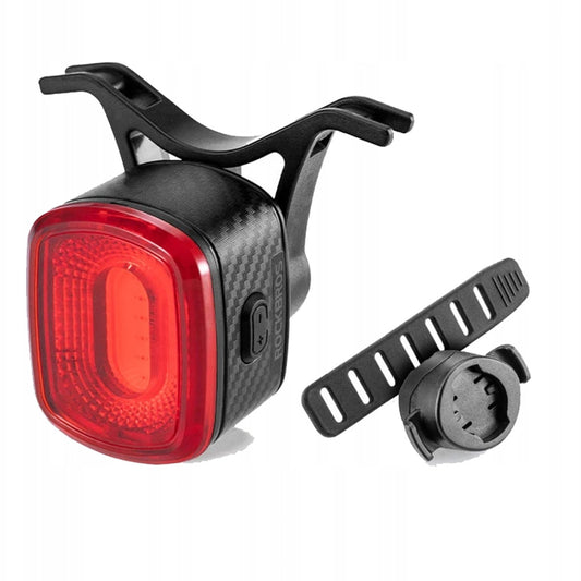 ROCKBROS Red rear LED bicycle light, STOP USB-C braking system - black