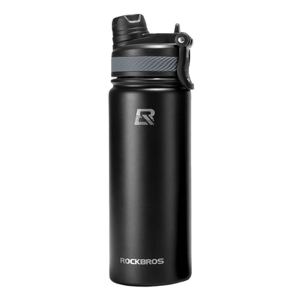 ROCKBROS Bicycle bottle, thermal bottle for drinks, stainless steel, 530 ml - black