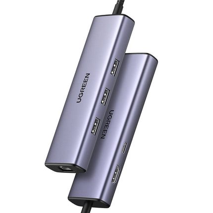 UGREEN 6in1 HUB USB-C adapter - 3x USB-A 3.0 / HDMI / RJ45 / USB-C PD - gray – image 2