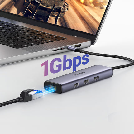 UGREEN 6in1 HUB USB-C adapter - 3x USB-A 3.0 / HDMI / RJ45 / USB-C PD - gray – image 4