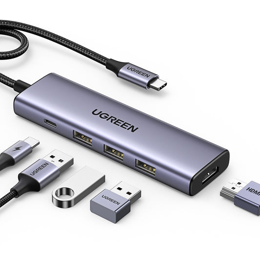 UGREEN 5in1 HUB adapter USB-C - USB-C PD / HDMI / 3x USB-A 3.0 - gray