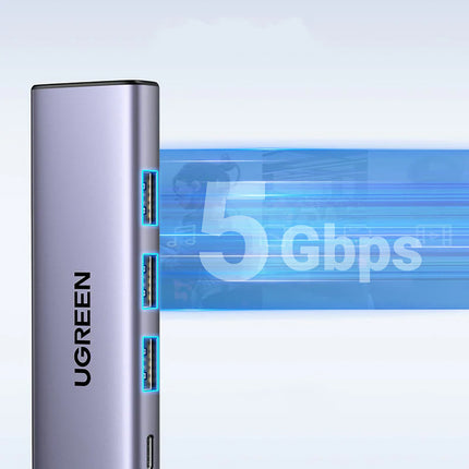 UGREEN 5in1 HUB adapter USB-C - USB-C PD / HDMI / 3x USB-A 3.0 - gray – image 4