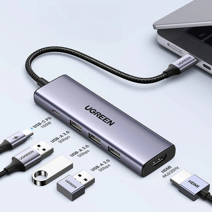 UGREEN 5in1 HUB adapter USB-C - USB-C PD / HDMI / 3x USB-A 3.0 - gray – image 7