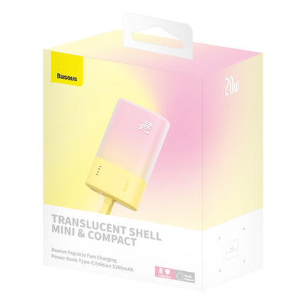BASEUS Powerbank Popsicle 5200mAh 20W with Lightning cable 60W/20V/3A/30cm - yellow-pink – image 11