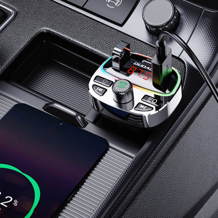 DUDAO R2PRO+ car transmitter with PD 25W Bluetooth 5.3 RGB charging ports - black and silver – image 4