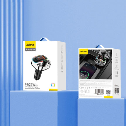 DUDAO R2PRO+ car transmitter with PD 25W Bluetooth 5.3 RGB charging ports - black and silver – image 7