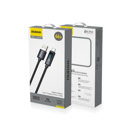DUDAO L7T USB-A - USB-C cable 66W with LED display 1m - black – image 3