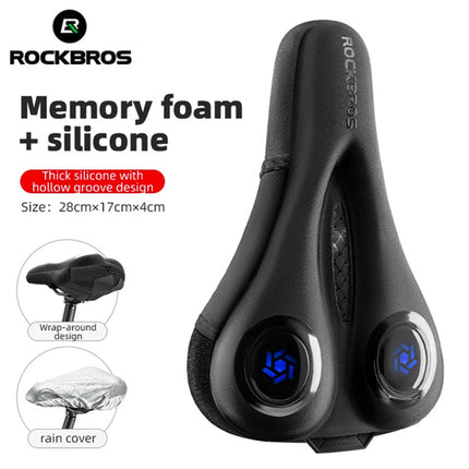 ROCKBROS Gel-foam bicycle seat cover with rain cover - black and blue – image 2