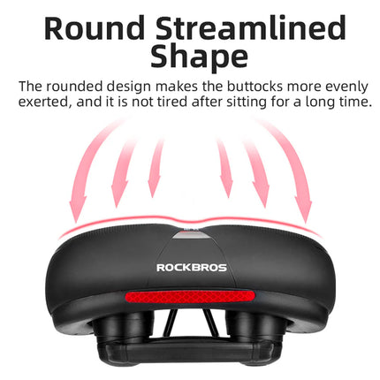 ROCKBROS Comfortable bicycle saddle with reflectors - black and red – image 2