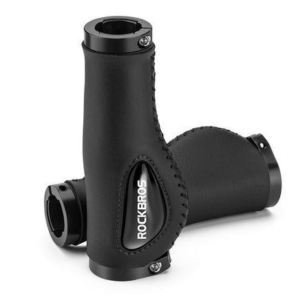 ROCKBROS Leather grips, bicycle handlebar grips, dia. 22mm - black