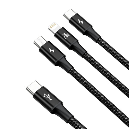 BASEUS 3in1 Cable USB-C - USB-C / iPhone Lightning / microUSB 20W PD 1.5m - black – image 2
