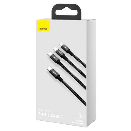 BASEUS 3in1 Cable USB-C - USB-C / iPhone Lightning / microUSB 20W PD 1.5m - black – image 7
